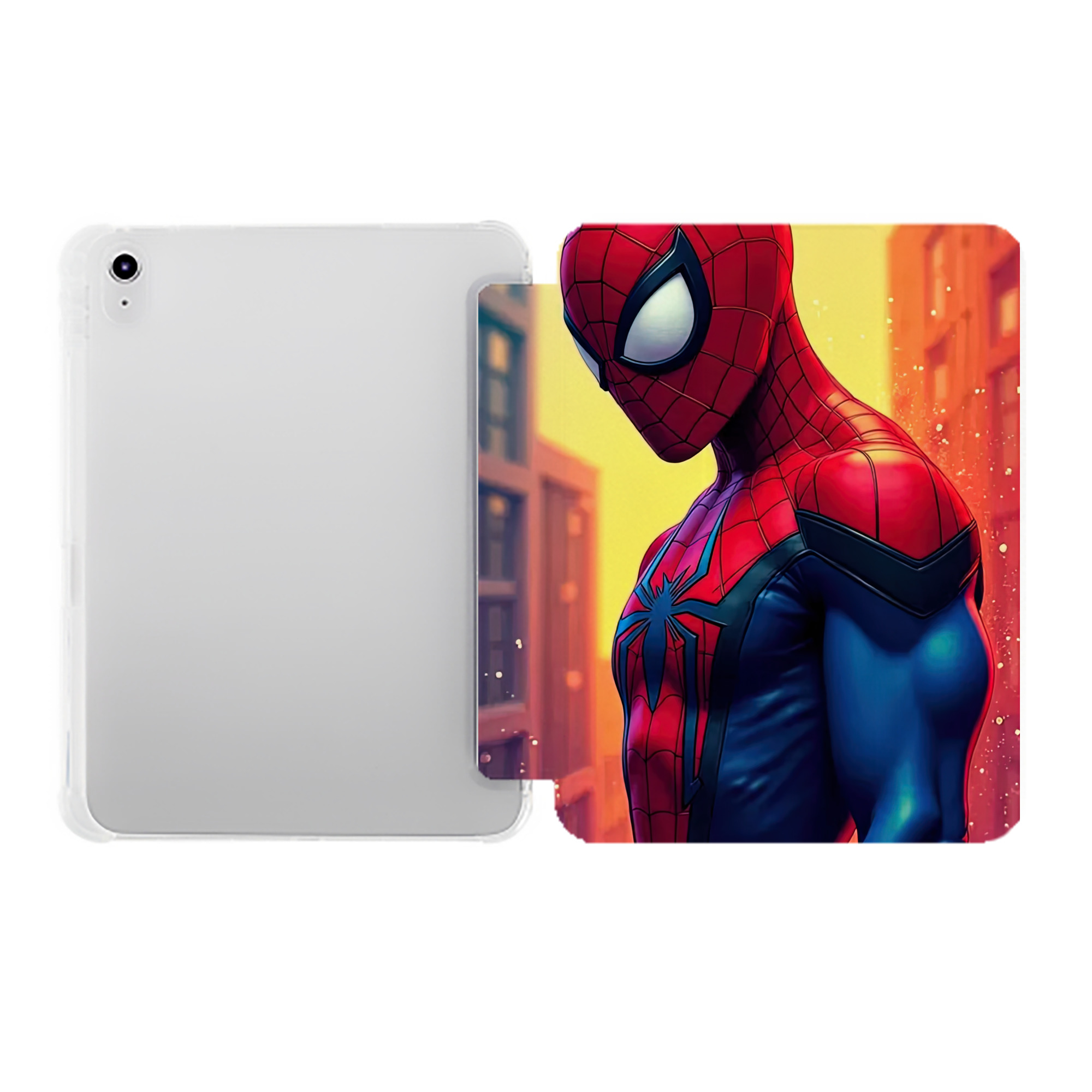 （画像用） Spider Man スパイダーマン IPad ケース ペン収納付き 三つ折りスタンド PUレザー×シリコン 対応機種9.5/10.5/10.9インチ